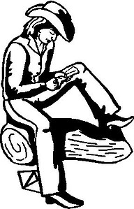 Cowgirl reading a letter, Vinyl Cut decal