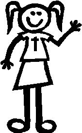 A Girl, 3.7 inch Tall, Religious Stick people, vinyl decal sticker