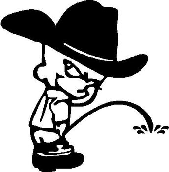 Cowboy Calvin peeing, Vinyl decal sticker