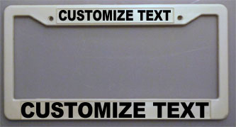 PERSONALIZED LICENSE PLATE FRAME-White