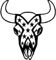 Rebal Flag on a Bulls Fave, Skull, Vinyl cut decal