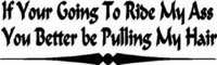 If your going to ride my ass, atleast pull my hair, Vinyl cut decal