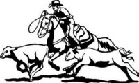 Cowboy Ropping a Calf, Vinyl cut decal