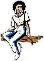 Cowgirl sitting on a bench decal