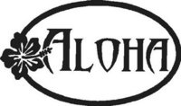 Aloha, with a hibiscus flower, Vinyl cut decal