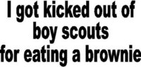 I got kick out of the boy scouts for eating a brownie, Vinyl decal sticker 