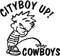 City Boy Up!, Calvin peeing on Cowboys, Vinyl cut decal