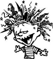 Calvin with a bad hair day, Vinyl cut decal