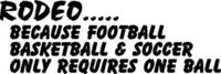 Rodeo... Because Football, Basketball and Soccer only requires one ball, Vinyl cut decal