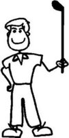 Guy is, 5.4 inch Tall, with Club 6.2 tall, with a Golf Club, stick people, vinyl decal sticker