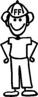 Guy, 5.8 inch tall, Fire Fighter, Tall, stick people, vinyl decal sticker