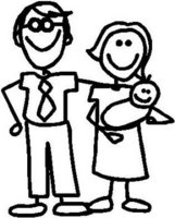 Man, woman and baby, stick people, vinyl decal sticker