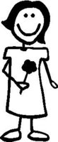 Girl, 4.7 inch Tall, with a flower, stick people, vinyl decal sticker