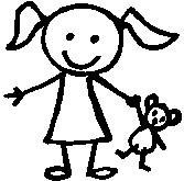 Little Girl, 2.25 inch Tall, stick people, vinyl decal sticker