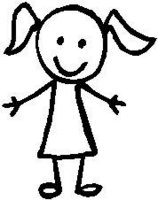 Little Girl, 3 inch Tall, stick people, vinyl decal sticker