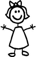 Little Girl, 3.7 inch Tall, stick people, vinyl decal sticker