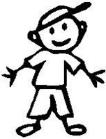 Little Boy, 2.7 inch Tall, stick people, vinyl decal sticker