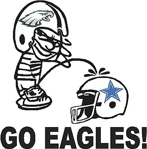 Go Eagles, Eagles Calvin peeing on the Coboys, Part full color,Vinyl cut decal