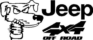 Jeep, 4x4 off road, with a dog head, Vinyl cut decal