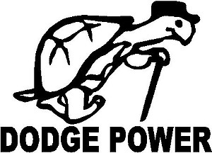 Dodge power, Turle walking with a cane, Vinyl cut decal