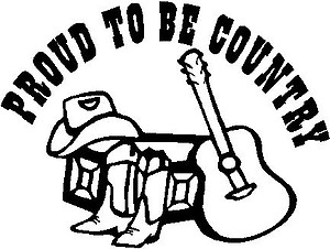 Proud to be country, Guitar, boots, hat, Vinyl cut decal