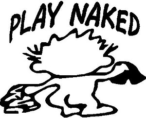 Play Naked, Calvin showing his butt, Vinyl cut decal
