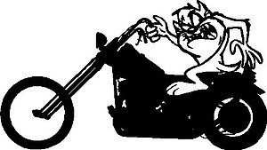 Taz riding a bike, Vinyl cut decal