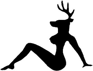 Trucker Girl with Antlers, Vinyl cut decal