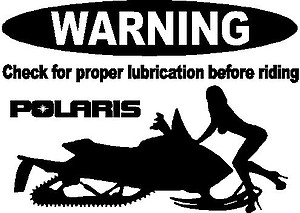 WARNING, Check for proper lubrication before riding, POLARIA, Vinyl cut decal