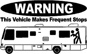 WARNING, This vehicle makes frequent stops, RV, Vinyl cut decal