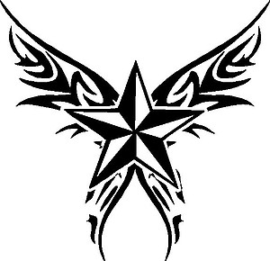 Nautical Star with wings, Vinyl decal sticker