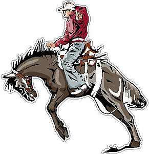 Cowboy riding a bucking horse, Full color decal