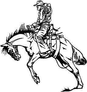Cowboy riding a bucking horse, Vinyl cut decal