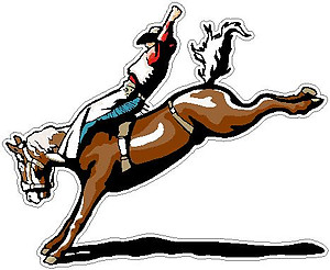 Cowboy riding a bucking horse, Full color decal