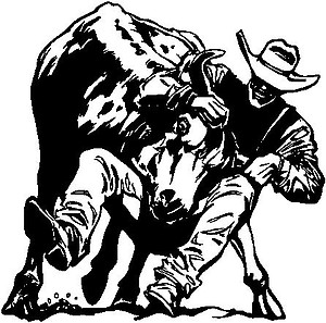 Cowboy Taking down a bull, Vinyl Cut Decal