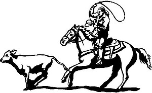 Cowboy Ropping a Calf, Vinyl cut decal