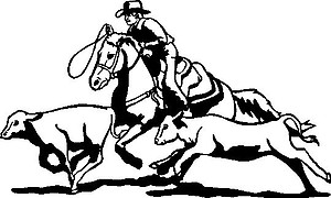 Cowboy Ropping a Calf, Vinyl cut decal