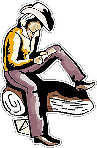 Cowgirl reading a letter, Full color decal
