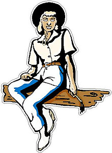 Cowgirl sitting on a bench decal