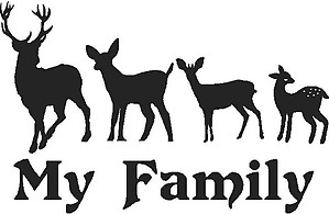 Buck, Mom Deer, Baby deer and Baby Fawn, Stick People Deer Family Decal