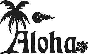 Aloha, Palm tree, Hibiscus flower, Vinyl cut decal