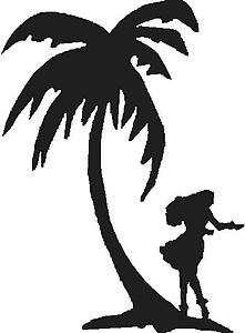 Palm tree and Hulo girl dancing, Vinyl cut decal
