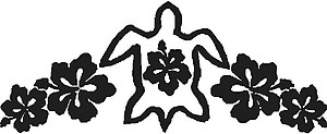 Turtle and Hibiscus flowers, Vinyl cut decal