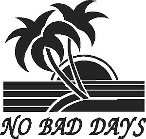 No bad days, with a palm tree and sun set, Vinyl cut decal