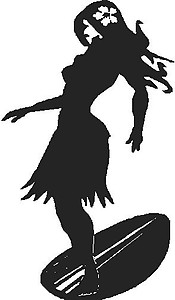 Hawaiian girl surfing, Vinyl cut decal