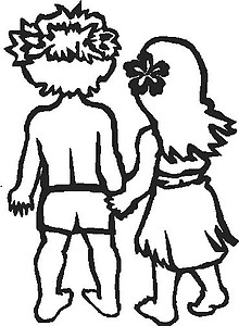 Hawaiian Boy and Girl, Vinyl cut decal