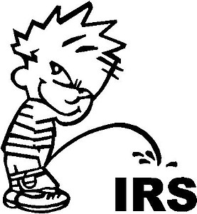 Calvin peeing on the IRS, Vinyl decal sticker