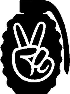 Peace sign in a grenade, Vinyl decal sticker