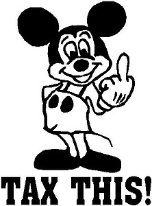 Mickey mouse flipping you off saying Tax this!, Vinyl decal sticker