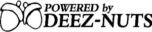 Powered by Deez nuts, Vinyl decal sticker